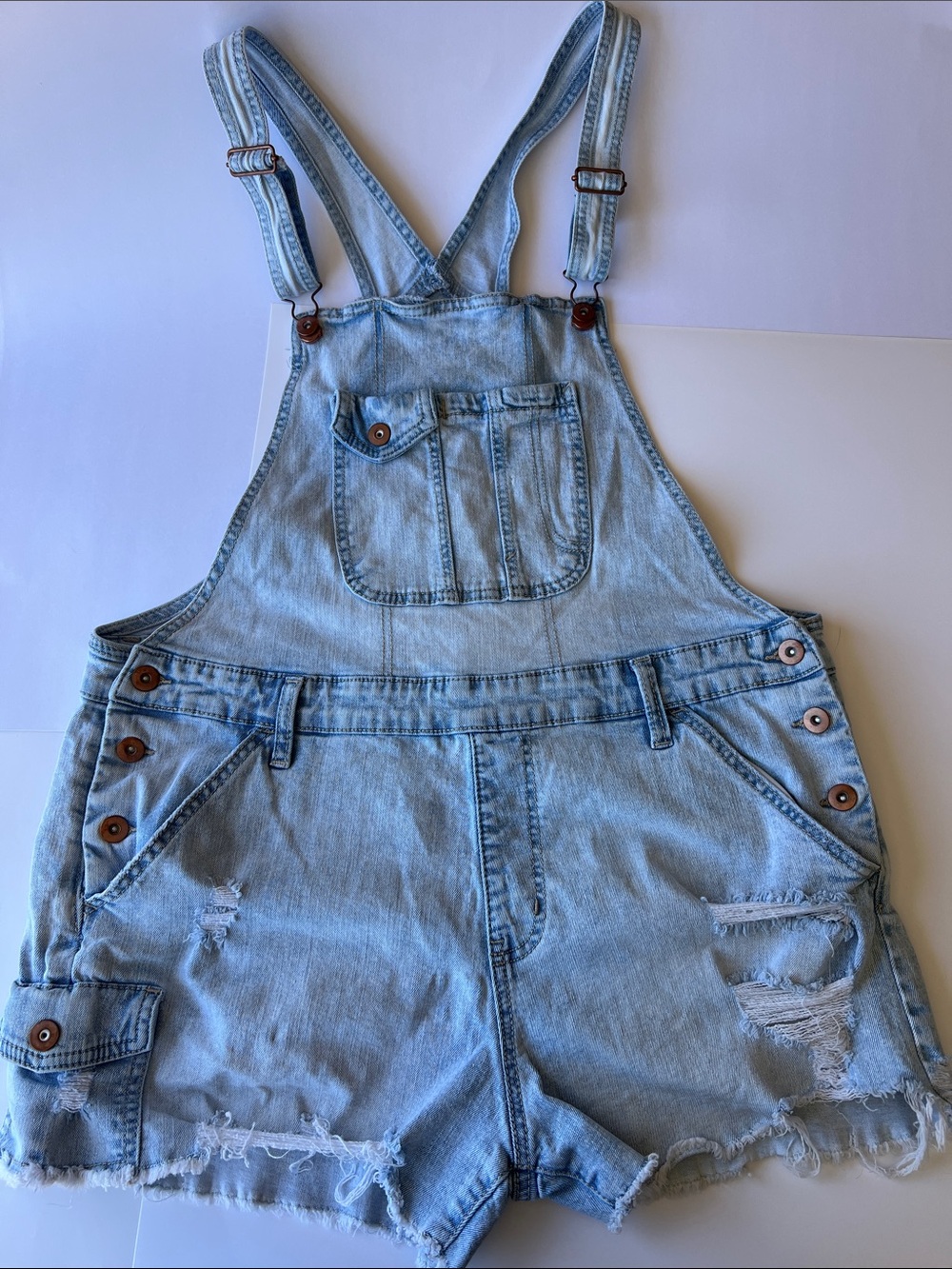 No Boundaries Light Blue Denim Overalls